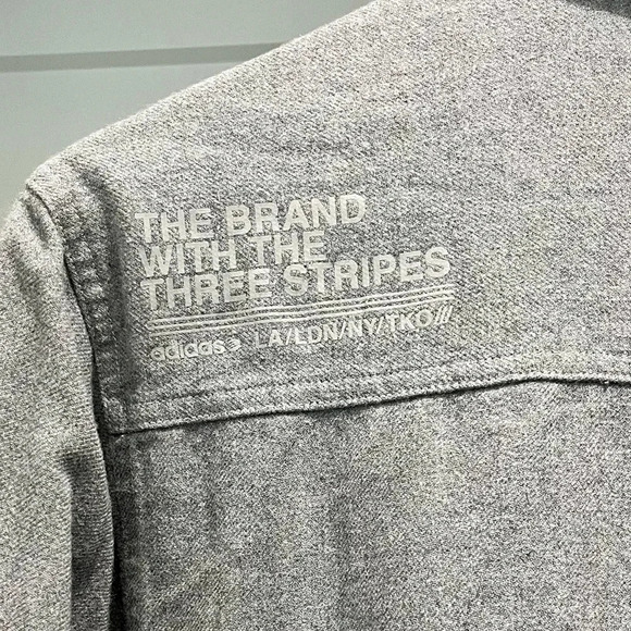 Adidas X David Beckham gray 100% cotton long sleeved button snap down Medium - Picture 7 of 11